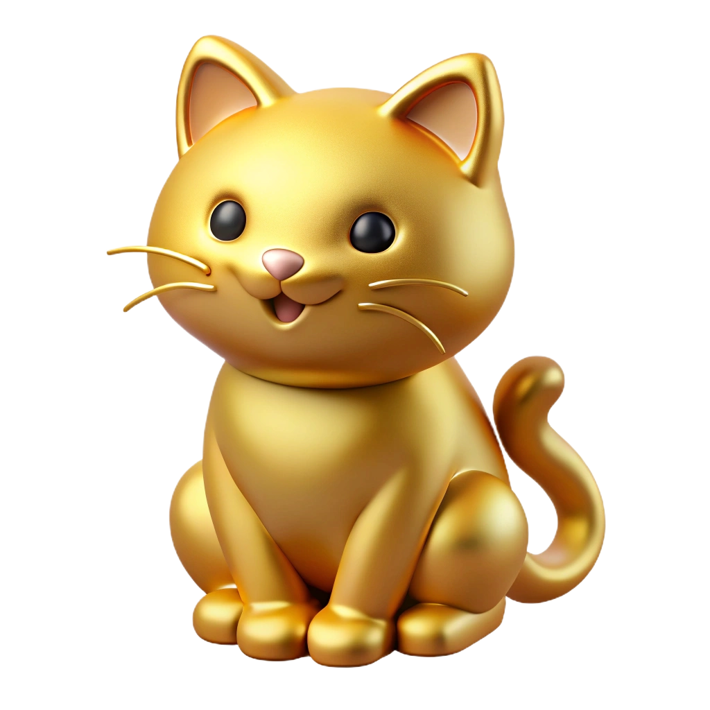 happy sitting cat gold icon