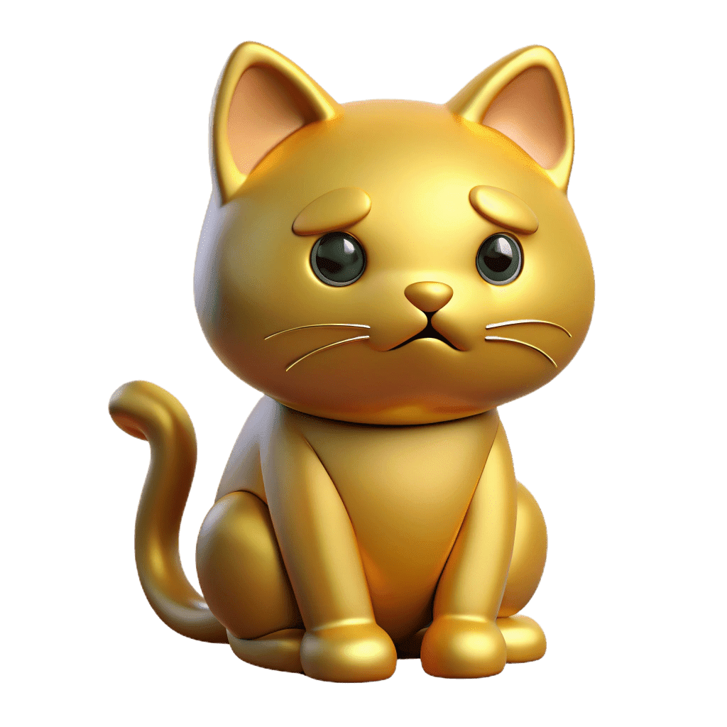 sad sitting cat gold icon